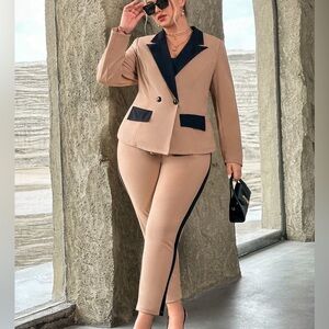 Women's Contrast Panel Blazer & Pants